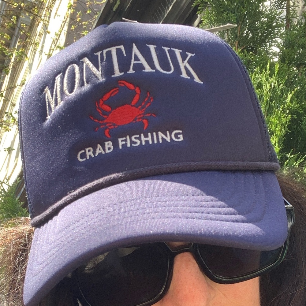 📌NWT Anthropologie Montauk with Red Crab Embroidery Navy Blue Baseball Hat